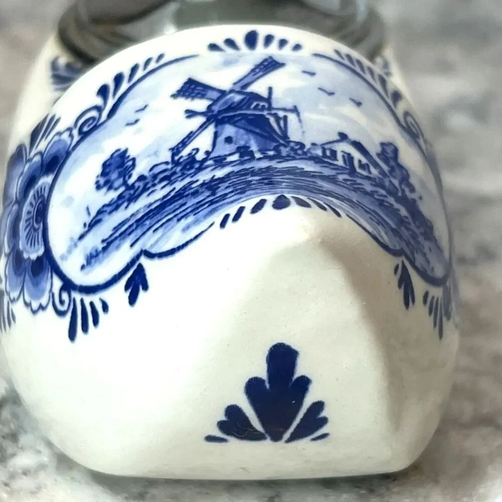 Delft Table Lighter Blauw Hand-Painted Ceramic Clog Holland Agro 535 Vintage